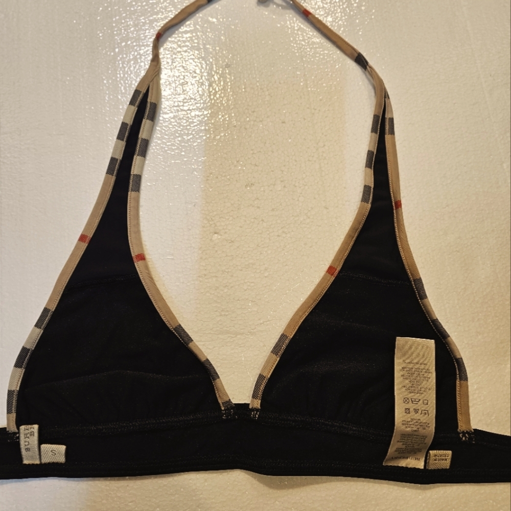 BURBERRY BURBERRY BLACK BATHING SUIT TOP S  WITH PLAID